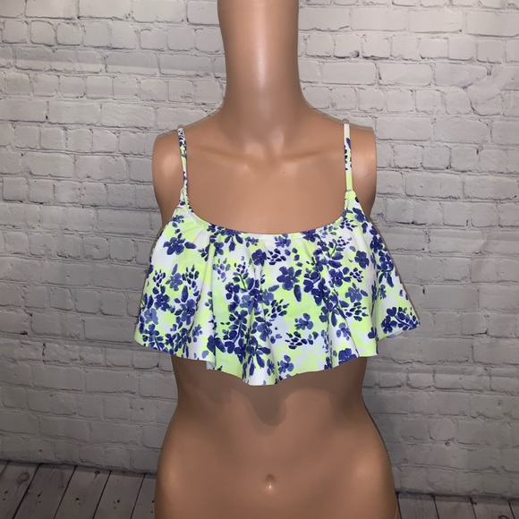 LA Hearts Neon Yellow & Blue Swim Cover top sz L - Picture 1 of 9